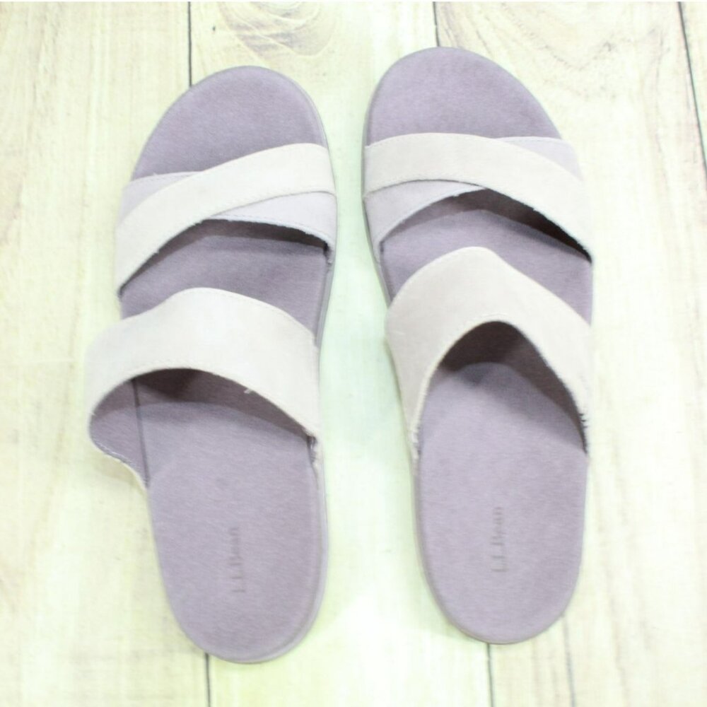 LL Bean Go-Anywhere Purple Leather Slip-On Comfort Strap Sandals Size 10 M - Picture 7 of 9